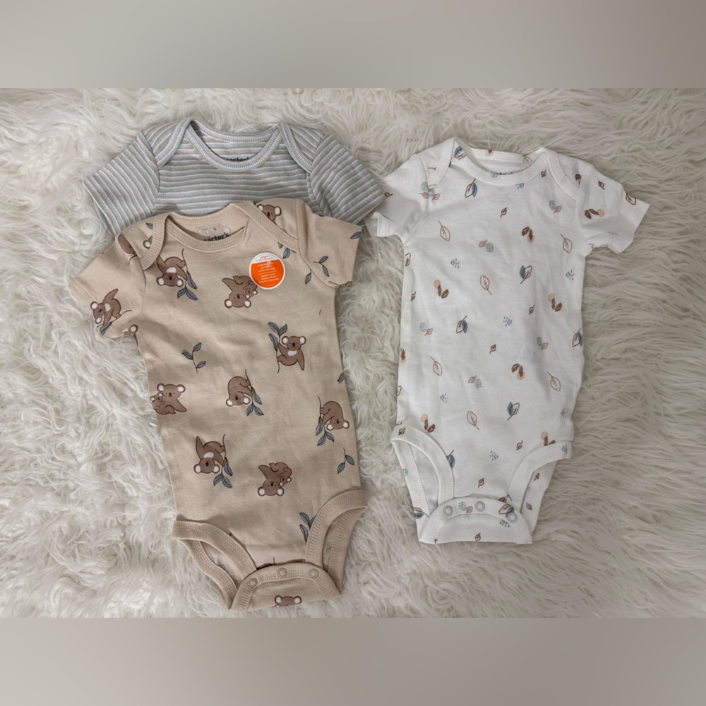 Carter's Adorable 3 Pcs Koala and Striped One Piece Set - New w/out tag